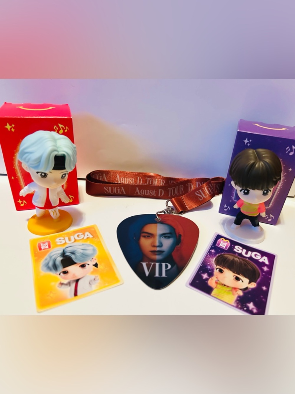 Suga Of BTS Encore & Throwback TinyTan Toy And Agust D Tour Laminate & Lanyard